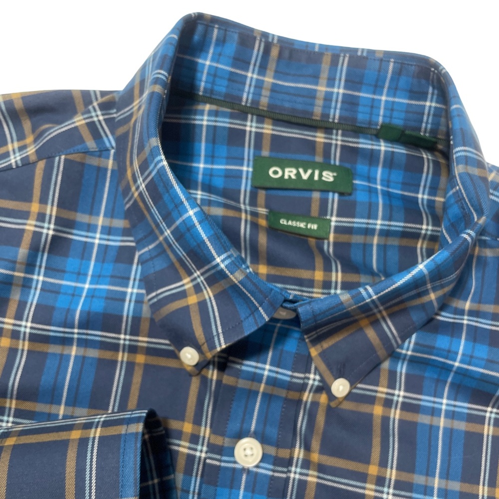 Orvis XL Long Sleeve Classic‎ Fit Button Up Plaid Blue Shirt